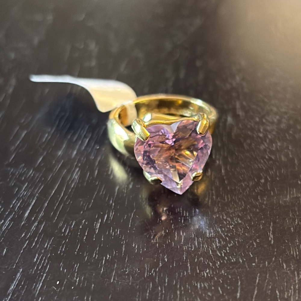 Gold Heart-Shaped Purple Stone Ring